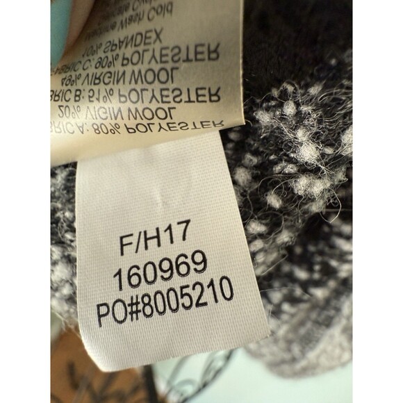 Title Nine Long Sweater Jacket Wool Blend Coat Size Large Gray Black Plaid - Picture 6 of 8